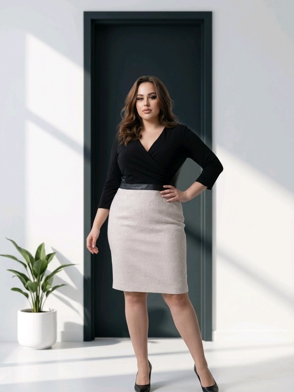 Ralph Lauren Black Top with Off White Bottom Dress
